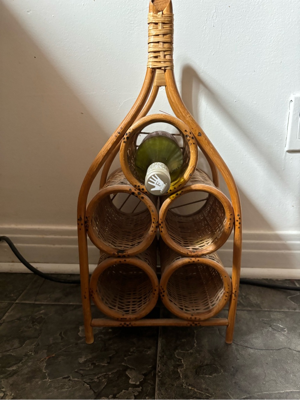 Vintage rattan wine rack - Picture 3 of 4